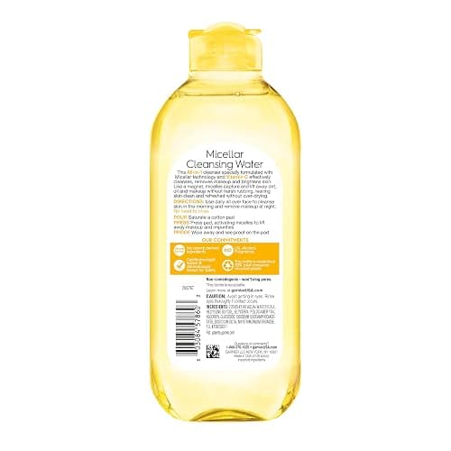 Garnier Micellar Water with Vitamin C, Facial Cleanser & Makeup Remover, Brightening & Hydrating, For All Skin Types, Vegan, Cruelty Free, 13.5 Fl Oz (400mL), 1 Count thumbnail 2