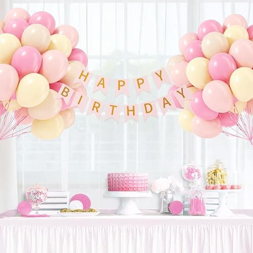 60pcs Pink and Yellow Balloons 12inch, with Sand White Latex Balloons for Anniversary Wedding Baby Shower Birthday Party Decorations thumbnail 8