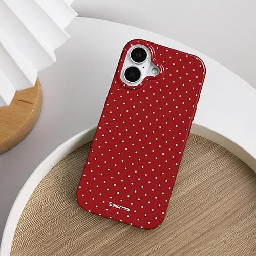 inewateri Compatible with iPhone 16 Case with Cute Fashion Polka Dot Aesthetics Design Simple Cases for Soft TPU Slim Protection Cover-Red thumbnail 7