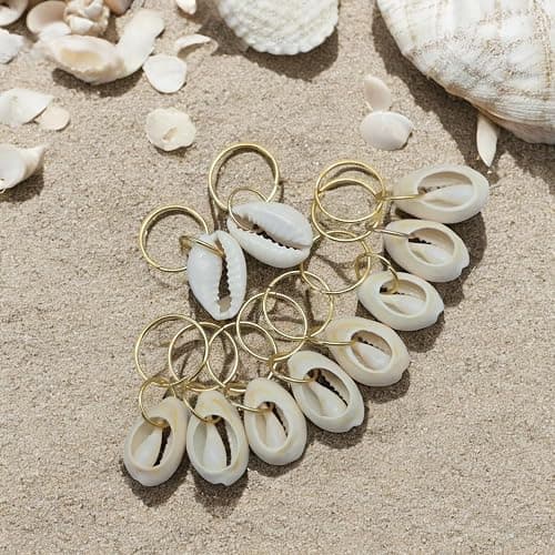 20 Pack Shell Hair Clip, Cowrie Shells for Hair for Women Seashell for Hair Braids DIY Sea Shell Gold Hair Rings Accessories thumbnail 5