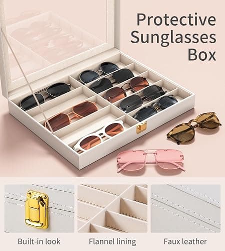 NEWLOOP 10/30 Slots Sunglass Organizer for Multiple Pairs of Eyeglass See-through Display Case Storage Box for Women Men thumbnail 6