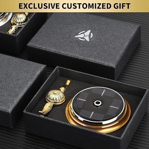Golden Fidget Spinner Solar Energy Toy, Car Air Freshener Dashboard Decoration Powered by Sunshine, Cool Science Kit Spinning Ball Toy with Solar Panels, Premium Gift for Boyfriend Men Women thumbnail 7