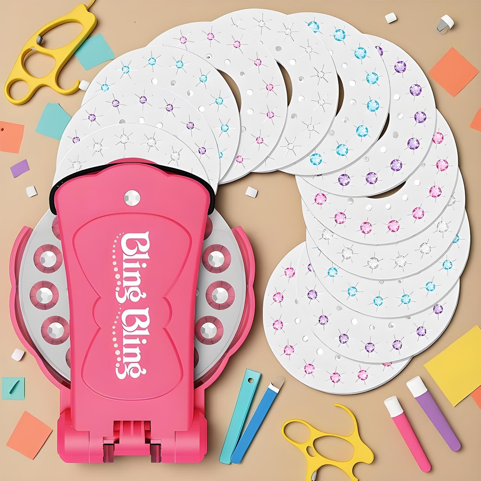 Hair Gem Stamper Kit with 180 Colorful HairGems– Fun and Easy-to-Use HairAccessory Machine for Kids for Girls’ Parties, Birthdays, and Creative Hair Styling Adventures thumbnail 4