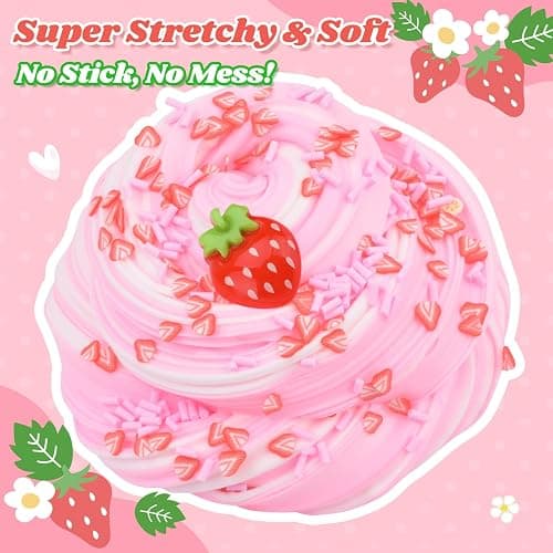 Strawberry Butter Slime, 7 oz. Scented Slime Kit Toys Cute Preppy Stuff for Girls Boys Kids, Cool Teen Girls Birthday Gifts Party Favors Stocking Stuffers thumbnail 4