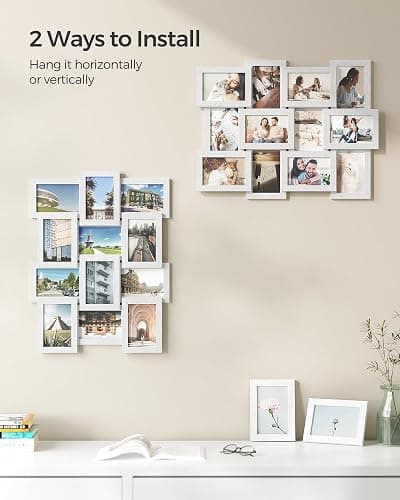 SONGMICS Collage Picture Frames, 4x6 for Wall Decor, Multi Family Photo for Gallery Decor, Hanging Display, Set of 12, Cloud White URPF026W01 thumbnail 9
