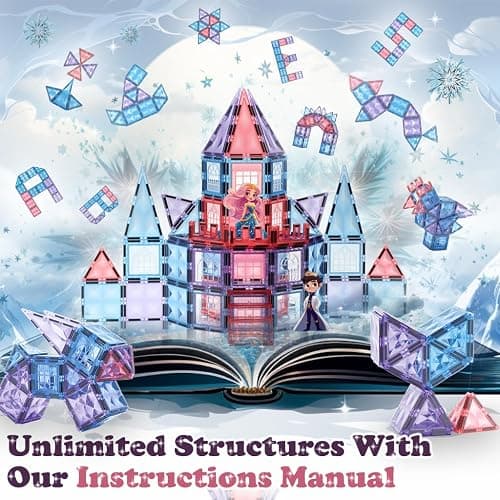 Little Pi Frozen Magnetic Tiles 3 Year Old Girl Gifts 5 Year Old 4 Year Old Girl Birthday Gifts Princess Toys Magnet Tiles Building Blocks Castle Age 3 4 5 6 7 8 thumbnail 4