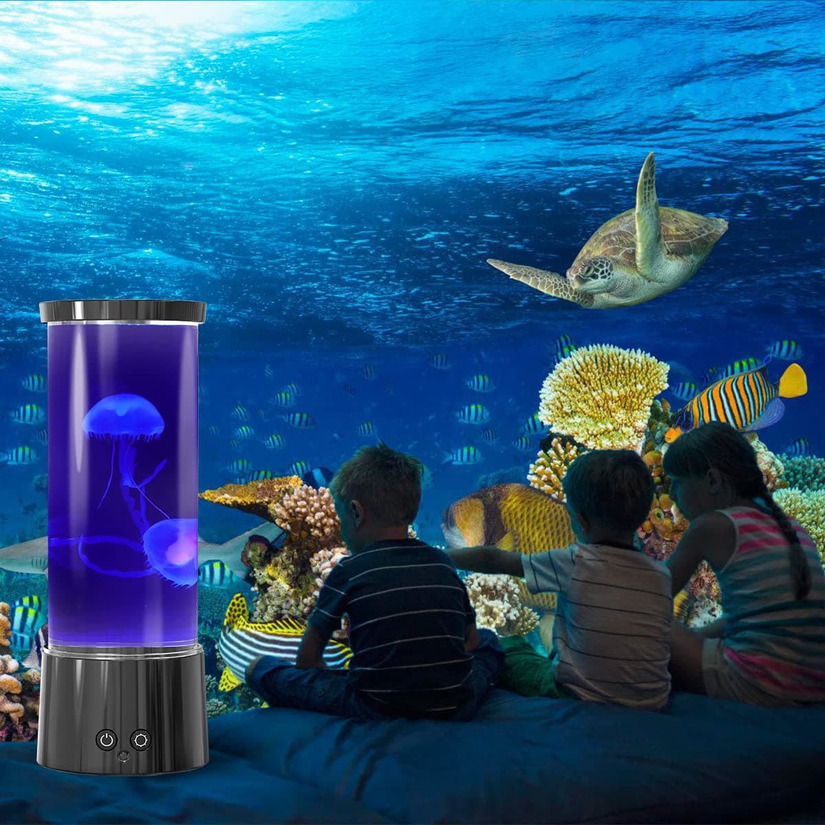FBSPORT Jellyfish Lamp 17 Colours 4 Light Modes Gelyfish Lamp Fantasy LED Jellyfish Aquarium Lamp Round Gift for Kids Adults Decoration for Home Office thumbnail 7