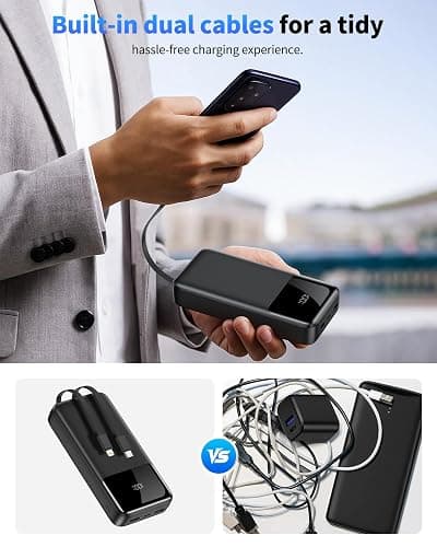 Power Bank Portable Charger 40000mAh, 22.5W Fast Charging, Built-in USB-C & Lightning Cables, Charge 5 Devices Simultaneously LED Display for iPhone and Android Phones and Most Electronic Devices thumbnail 4