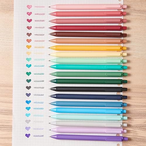 Kaco Gel Pens 20 Assorted Color Ink 0.5mm Fine Point, Cute Stationery Journaling Note Taking Pens Retractable Office Supplies thumbnail 4