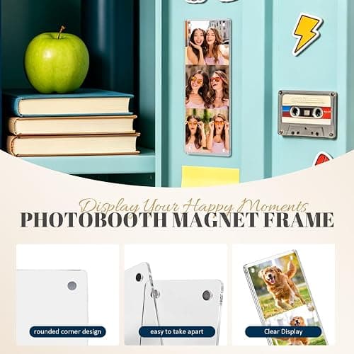 4 Pcs 2x6 Acrylic Photobooth Magnet Frame, Picture Strip Holder for Fridge | Clear Acrylic Frame with Strong Magnets, Perfect for Displaying Photo Strips on Refrigerators, Lockers, Desks, and more thumbnail 4