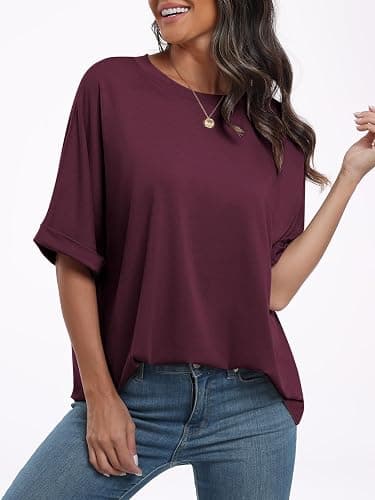 ANRABESS Womens Tops Oversized T Shirts Short Sleeve Crewneck Summer Casual Loose Basic Tee Shirt 2025 Trendy Fashion Clothes thumbnail 6