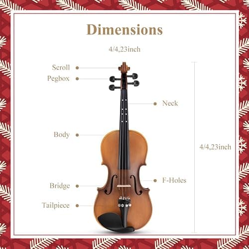 Eastar 4/4 Full Size Violin Set Matte Fiddle for Beginners Adults with Hard Case, Rosin, Shoulder Rest, Bow, Tuner and Extra Strings (Imprinted Finger Guide on Fingerboard), EVA-3 thumbnail 3