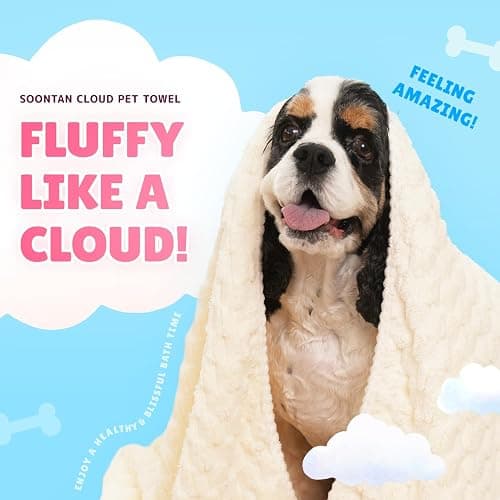 SOONTAN Microfiber Dog Towel Set for Drying Dogs – Absorbent, Quick-Dry, and Soft Towels for Bathing and Grooming Dogs and Cats, Including 2 Different Sized – Cloud Pet Towels (Pink) thumbnail 3