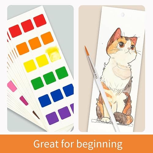 COIPLAY 648 Color Blocks Watercolor Paint Set, 52-Bookmarks, 3 Brushes, Silicone Cup, Meow/Bark Coloring Books, for All Ages, All in One Art Supplies, Birthday Gift, Christmas Gift, Gift for Adults Craft kit thumbnail 8