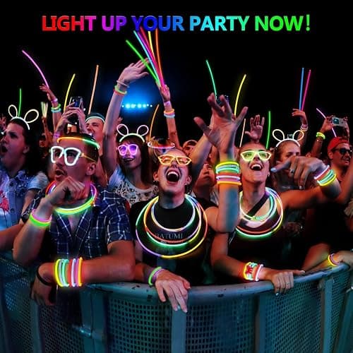BUDI 467Pcs Glow Sticks Christmas Party Favors New Year Eve Party Supplies for Kids Adult Glow in the Dark 4th of July Accessories Neon Decors Glowsticks Bulk 8 Colors 8" with Connectors for Parties thumbnail 7