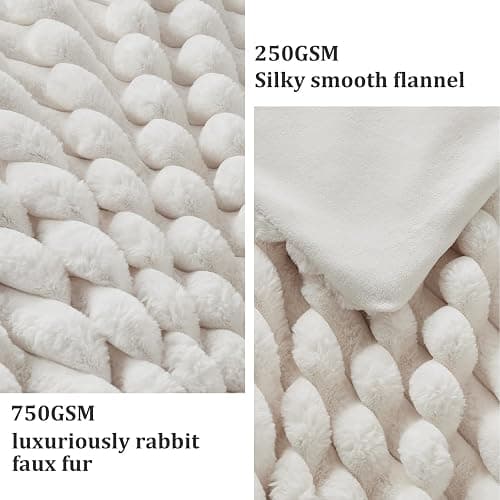 Faux Fur Twin Blanket for Couch, Cozy Fuzzy Fluffy Soft Plush Thick Bubble Sherpa Blanket for Sofa Bedroom Living Room, Mothers Day Birthday Gifts for Women Home Decor thumbnail 4