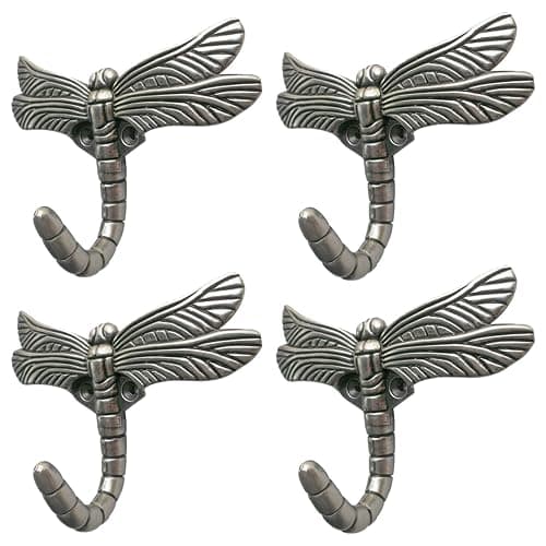 Lcyolada Dragonfly Hooks Wall Mounted Cloak Rack, Animal Heavy Duty Vintage Decorative Hooks, Indoor Outdoor Universal Cloak Rack Hooks for Coat Towel Robe Clothes Hats Bags Keys, Pack of 4 - Image 1