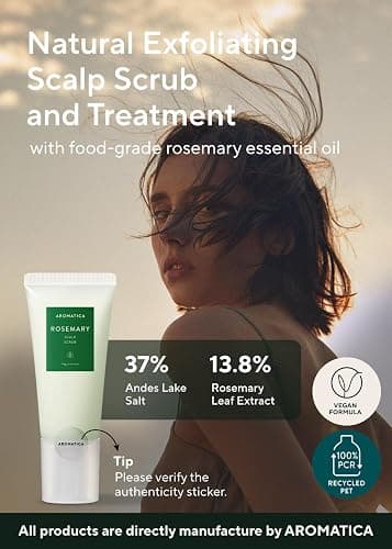 AROMATICA Rosemary Scalp Scrub 5.82oz / 165g | Scalp Treatment, Scalp Exfoliator with Salt Hair Scrub for Oily Scalp, Dandruff, Build Up Remover thumbnail 3