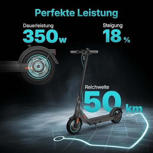 Odys Alpha X5 Faltbarer E-Scooter mit Straßenzulassung & Appanbindung (max 20 km/h, bis zu 50km Reichweite & bis max 119kg Gesamtgewicht, 10" Luftreifen, duales Bremssystem, LED-Farbdisplay, schwarz) thumbnail 3