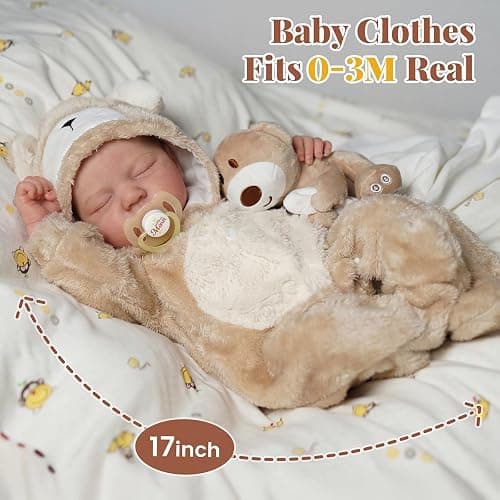 BABESIDE 17 Inch Lifelike Reborn Baby Dolls, Full Body Vinyl Boy | Soft Body Realistic-Newborn Baby Doll with Silicone-Like Feel, Real Life Baby Dolls with Accessories, Gift for Kids Ages 3+ thumbnail 8