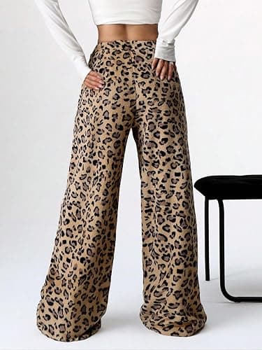 Leopard Pants Women Therian Fuzzy Pajama Pants Y2k Cheetah Pants Grunge High Waisted Fluffy Pants thumbnail 3