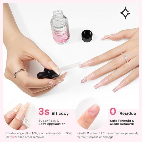 Glamonade Press on Nail Glue Remover: False Nail Tips & Fake Nails Quick Easy Removal Adhesive Debonder Beginner Friendly - 30ml Non-Acetone Dissolver thumbnail 2
