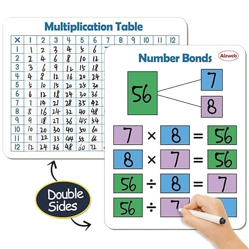 Dry Erase Multiplication Chart Whiteboard, 9" x 12" Multiplication Table Double-Sided Times Table, Math Manipulatives White Board for Kids Students, Classroom and Home, Small White Board Dry Erase - Image 1