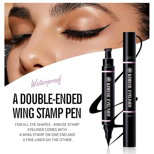 KIMUSE Winged Eyeliner Stamp, Eyeliner Pens for Perfect Wing Cat Eye Stamp Eyeliner Waterproof Smudge Proof, Long Lasting Eye Makeup Liquid Eye Liner (BLACK) thumbnail 8