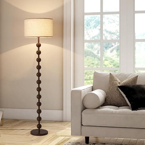 Fetason Modern Dimmable Floor Lamp with Remote Control for Living Room Bedroom, Red Wood Pattern Tall Standing Lamp Light for Home Office Dining Room with Fabric Shade thumbnail 2