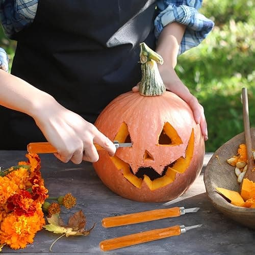 Wood Carving Tools, 7Pcs Wood Carving Knife Kit Carbon Steel, Wood Chisels Set for Pumpkins Soap Sculpture Carving DIY (5 Styles) thumbnail 5