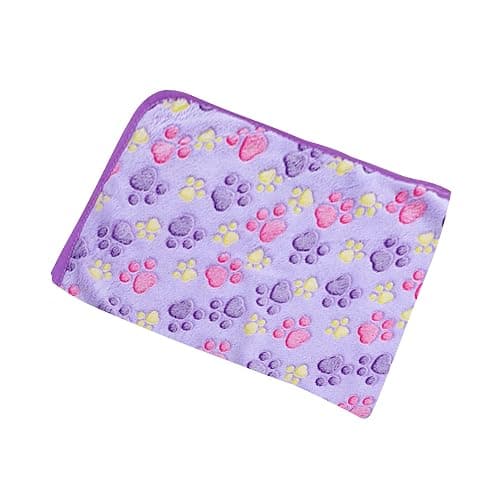 DOOVID Pet Blanket Soft Fluffy Fleece Pet Mat Doggy Flannel Blanket Dog Cat Cute Paw Print Pet Blankets Purple Paw Small(23 * 16") - Image 1