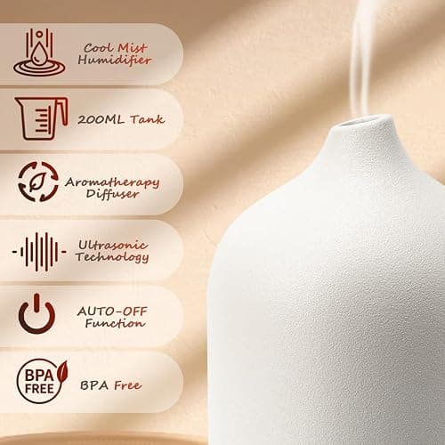 Diffuserlove Ceramic Diffuser 250ML Essential Oil Diffusers Aromatherapy Essential Oil Diffuser for Room Air Diffuser for Home Bedroom Stone Diffuser (White Big Size 250ml) thumbnail 4