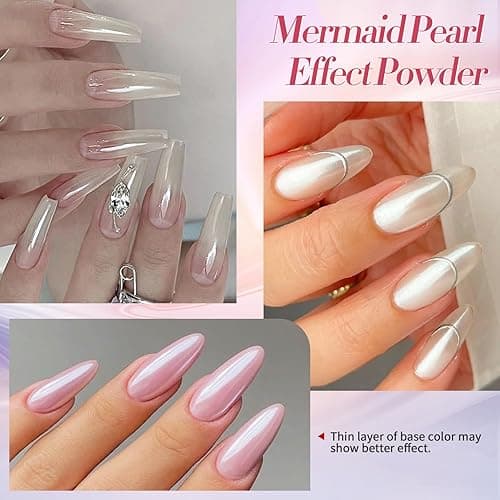 BORN PRETTY White Pearl Chrome Nail Powder And Chameleon Aurora Nail Powder Pigment Mermaid Pigment Pearl Glitter Dust Kit,Nail Art Decoration 2Boxes thumbnail 5