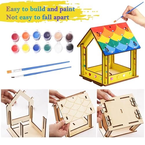 Kids Arts and Crafts for Outdoor,2 Pack Bird Feeder Wind Chime Kits for Children to Build and Paint, DIY Unfinished Wood STEM Painting Activities Crafts Toys for Boys Girls Ages 3-5 4-8 8-12 6-8 thumbnail 3