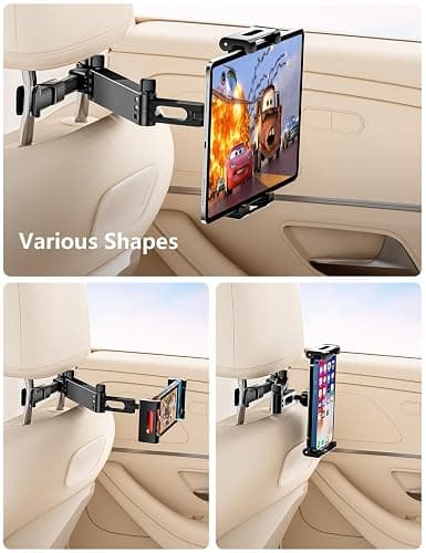 BKWITY Tablet Holder for Car Headrest, ipad Car Holder Back Seat [3 in 1 Extension Arm], 360° Rotating Adjustable Road Trip Essentials for 4.7-11" iPad Pro, Air, Mini, Galaxy, Fire thumbnail 3
