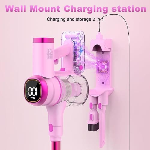 Tikom V500 Cordless Vacuum Cleaner for Home, 40000Pa/450W Stick Vacuum with LED Touch Screen, Charging Wall Dock, Anti-Tangle, Lightweight Handheld Vacuum for Pet Hair, Hard Floor, Carpet thumbnail 6