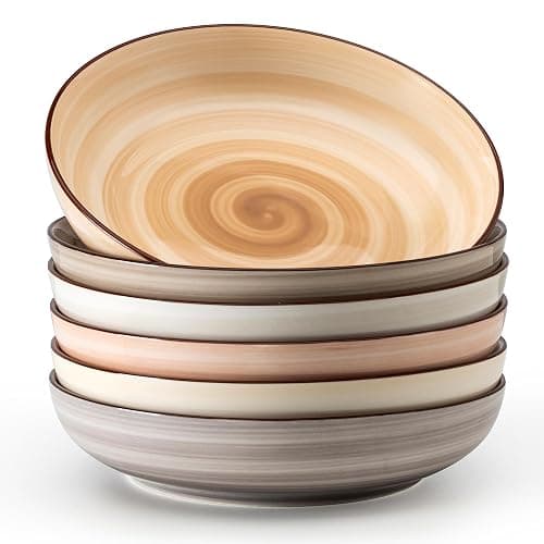 Sweese 6-Pack Ceramic Pasta Bowls, Neutral Extra Large 30 Fl Oz Durable Professional Grade - Image 1