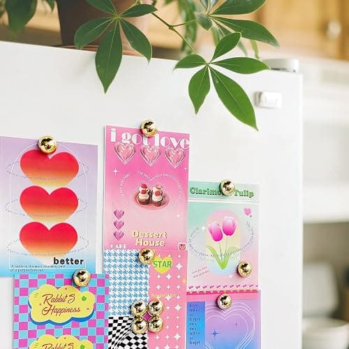 Janvelle Gold Fridge Magnets 12PCS Small Round Magnet for Refrigerator | 0.71inch Cute Photo Decorative Magnet Set Mini Magnets for Office Whiteboard Decor thumbnail 5