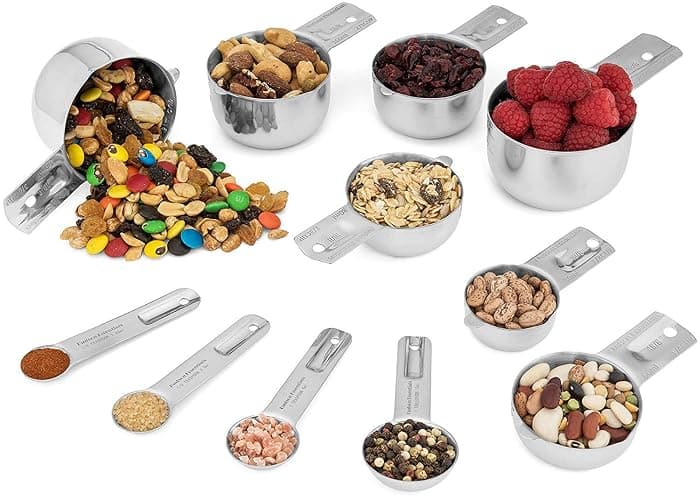 Hudson Essentials Stainless Steel Measuring Cups and Spoons Set - Stackable Set with Spout (11 Piece Set) thumbnail 3