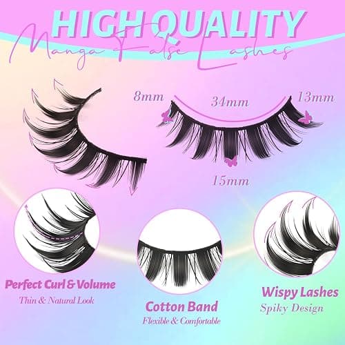 Losha Lashes Spiky Manga Lashes Wispy Anime False Eyelashes 9 Pairs 8D Asian Eye Lashes Natural Anime Fake Eyelashes (Lovely) thumbnail 2