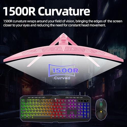 34" 4K Pink Curved Gaming Monitor, 3440 x 1440 165Hz, Ultra Wide Computer Display, 1500R -Pip 1ms (Mprt) HDR400 125% sRGB, Dci-P3 92%, HDMI/DP, Port, Suitable for thumbnail 3