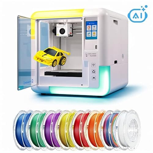AOSEED AI-Powered X-Maker 3D Printer for Kids & Beginners, Fully Assembled Mini 3D Printer with Up to 400mm/s Speed, Auto Leveling, 15 Mini Apps, Quiet, Includes 8 PLA Filaments for Home & School Use - Image 1
