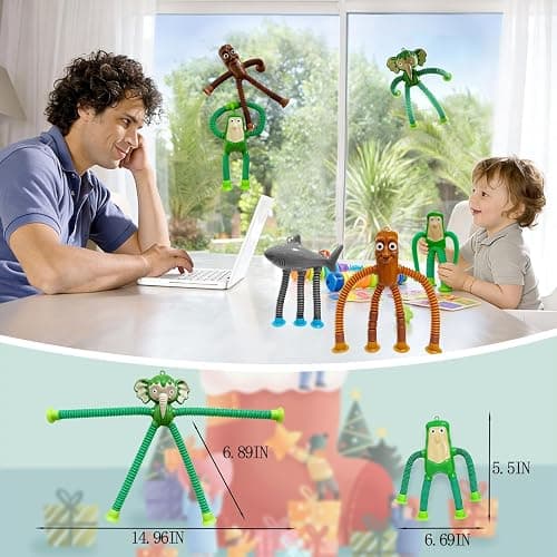 Fidget Toys for Kids Kindergarten Graduation Gifts - 4Pcs Pop Tubes Italian Brainrot Sensory Toys with Suction Cups for Travel, Airplane, Autism & Easter Basket | Stress Relief Gifts for Boys Girls thumbnail 2