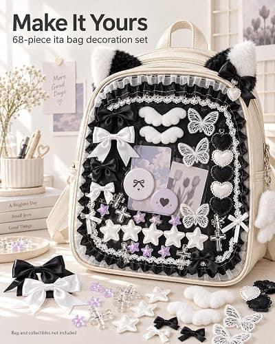 68Pcs DIY Ita Bag Accessories Kit, Black and White Craft Embellishments thumbnail 2