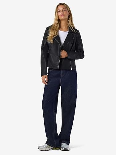 NOISY MAY Veste en Simili Cuir pour Femme Veste de Motard Veste de Transition Manches Longues Chemise Veste en PU NMREBEL thumbnail 5