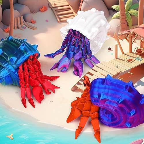 Mrltau 3D Printed Animals Hermit Crab Fidget, Full Articulated Flexible Crystal, 3D Printed Toys Gift For Boy And Adult, Animal Toys, Cute Stuff, Home Office Decor thumbnail 2