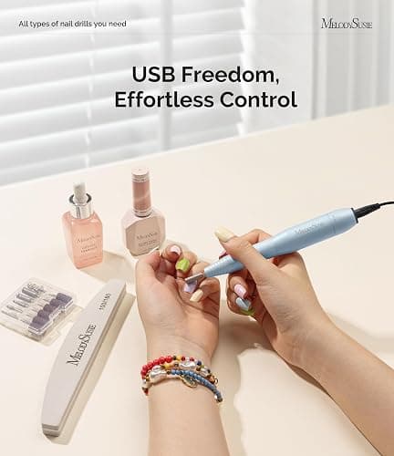 MelodySusie Pen-Shaped Portable USB Nail Drill, PC120I 20000RPM Electric Nail File with Compact Design for All Nail Care, Manicure Polishing, Shaping & Gel Removal at Home for Beginners thumbnail 7
