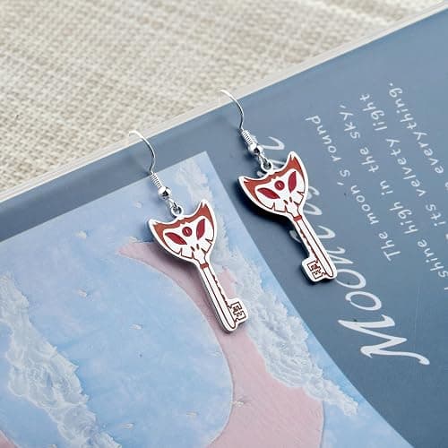 LQRI Anime Character Gifts Demon Cartoon Characters Inspired Heart-Shaped Wings Key Earrings Anime Series Merchandise thumbnail 3