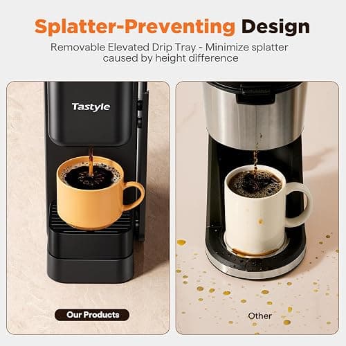 Tastyle Hot & Iced Coffee Maker with Magnetic K-Pod Holder, Fits 7.3'' Mug | Stores 10 Pods, for K Cup & Grounds, Compact for Home, Office & RV, Brew 6-24oz Coffee, 40 oz Removable Tank, K330CH, Black thumbnail 5