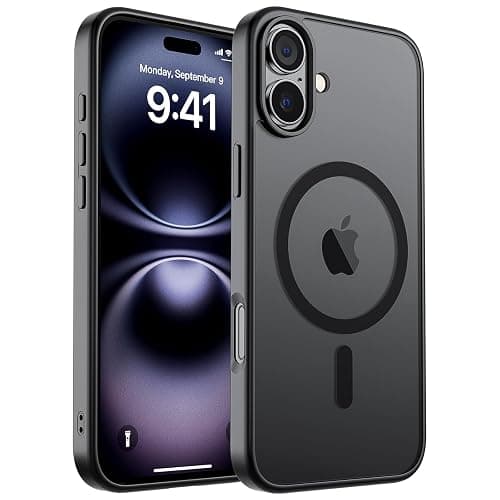 SUPFINE Magnetic for iPhone 16 Plus Case (Compatible with MagSafe) (Military Grade Drop Protection) Translucent Matte Shockproof with Anti-Fingerprint Phone Cover,Black - Image 1